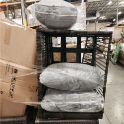 Phoenix AS-IS Mixed Patio Festival Wicker Outdoor Ottoman with grey Cushions Pallet