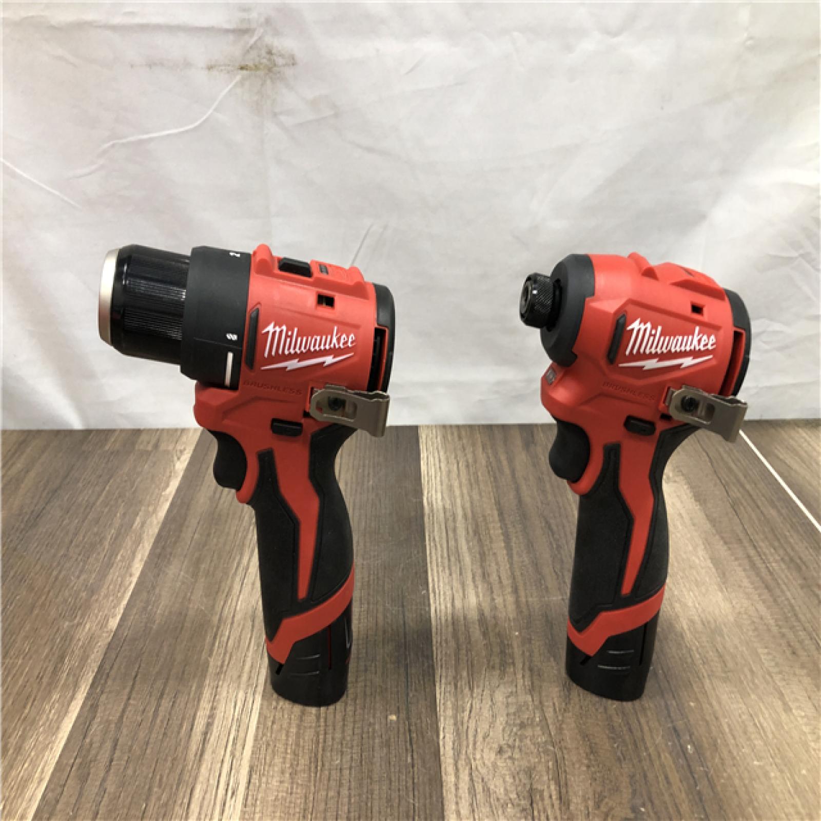 AS-IS Milwaukee 12-Volt Lithium-Ion Brushless Cordless Subcompact Drill and Impact Driver Combo Kit