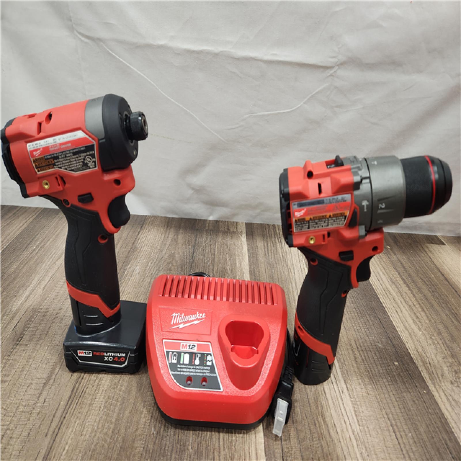 AS-IS- Milwaukee 12V Brushless Hammer Drill and Impact Driver Combo Kit