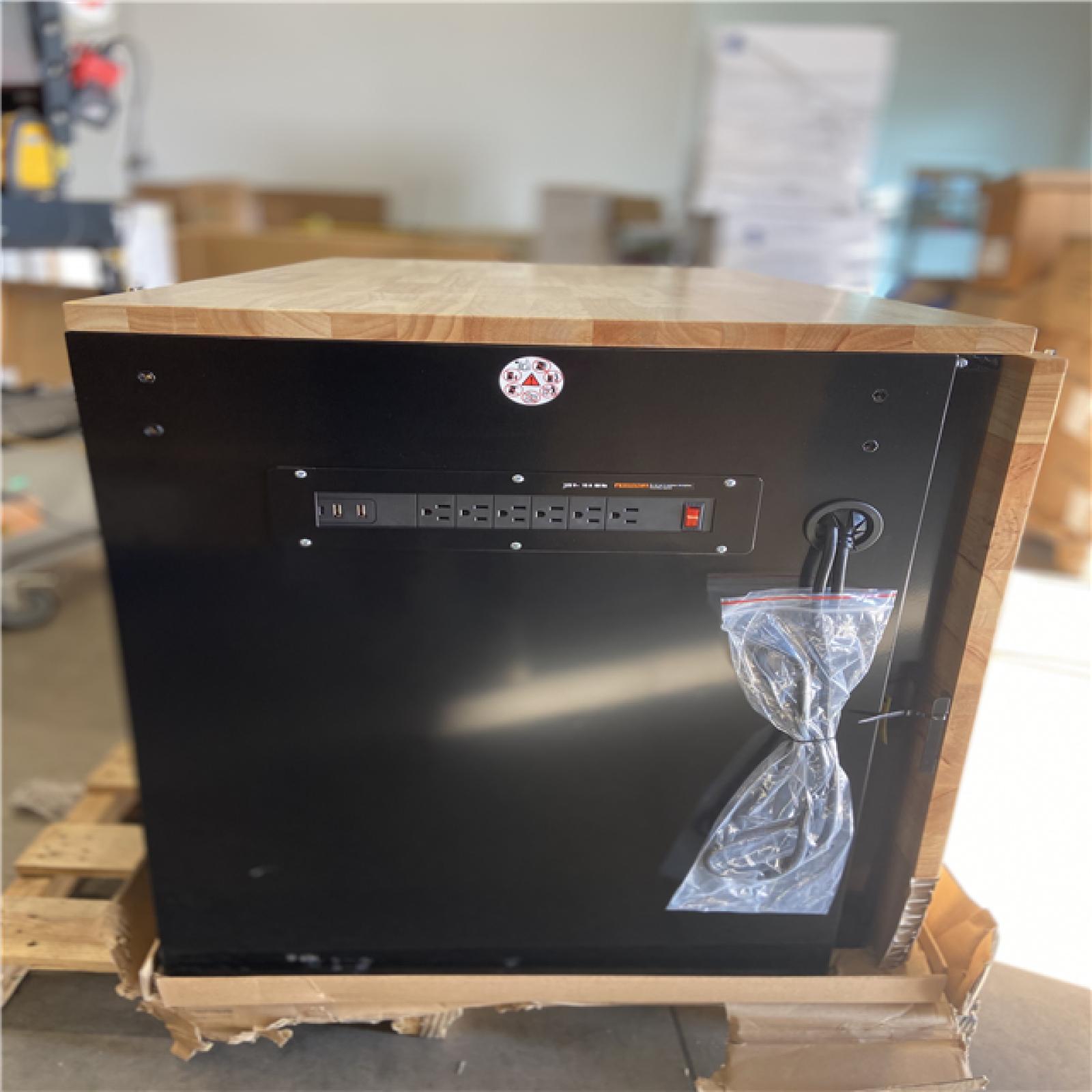 DALLAS LOCATION - Husky Tool Storage 46 in. W x 51 in. D Standard Duty Black Mobile Workbench Cabinet with Solid Top Full Length Extension Table