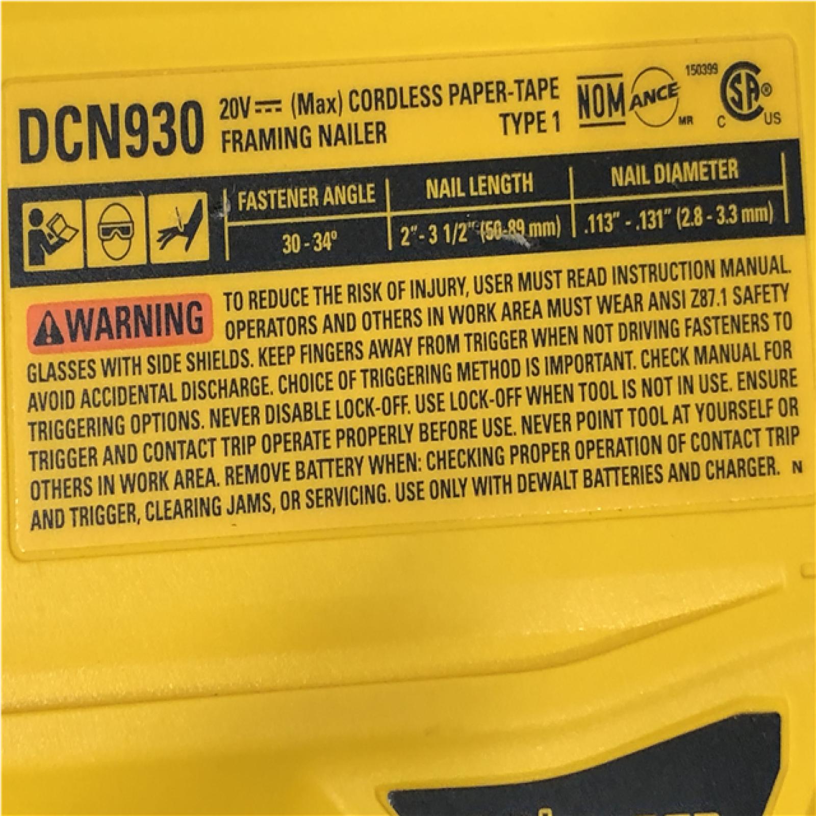 AS-IS DEWALT 20V 30 Degree Cordless Framing Nailer (Tool-Only)