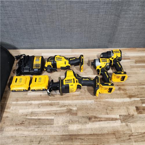 HOUSTON LOCATION - AS-IS (APPEARS LIKE NEW) DEWALT ATOMIC 20-Volt Lithium-Ion Cordless Brushless (4-Tool) Combo Kit