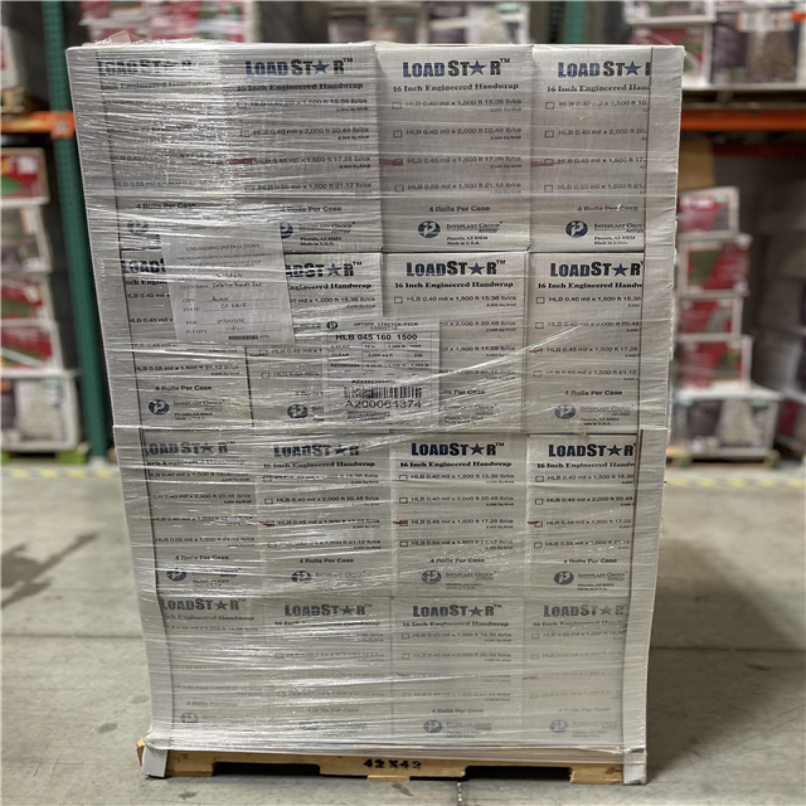 DALLAS LOCATION- LOAD STAR 16INCH ENGINEERED HANDWRAP PALLET-(256 ROLLS)