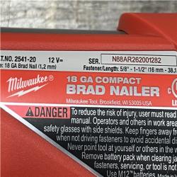 AS-IS Milwaukee FUEL 12-Volt Lithium-Ion Brushless Cordless 18-Gauge 1-1/2 in. Compact Brad Nailer (Tool Only)