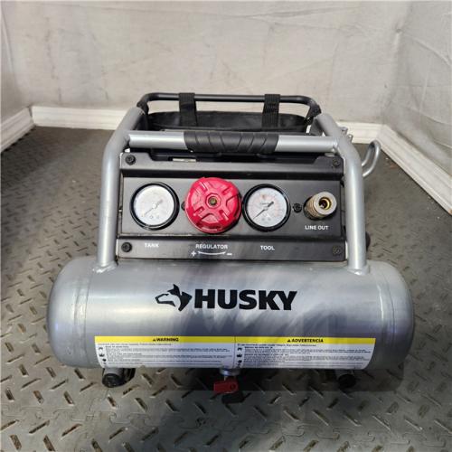 HOUSTON Location-AS-IS-Husky 1 Gal. Portable Electric-Powered Silent Air Compressor APPEARS IN USED Condition