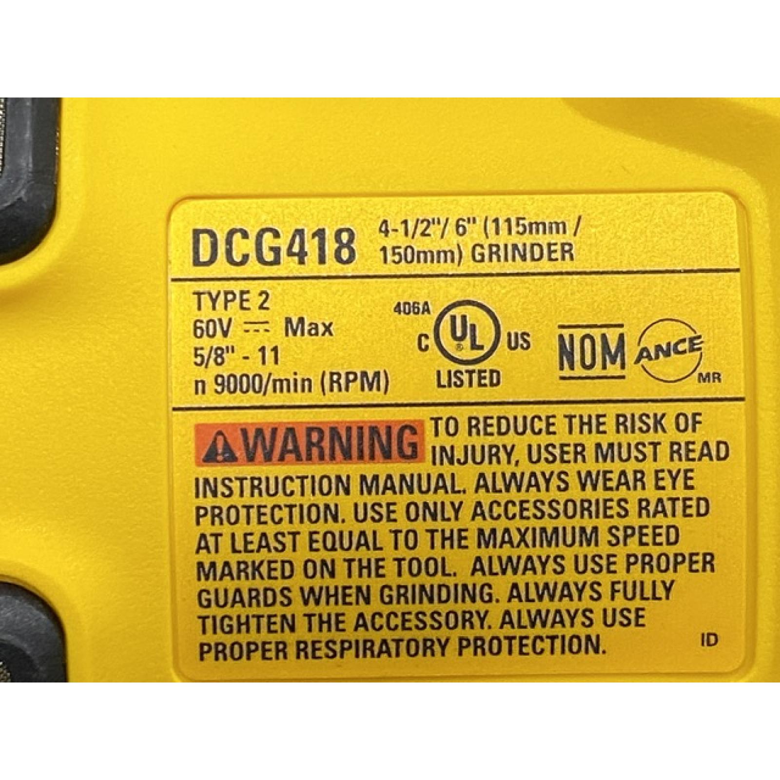 AS-IS DEWALT 60V MAX Cordless Brushless 4.5 in. to 6 in. Small Angle Grinder with Kickback Brake (Tool Only)