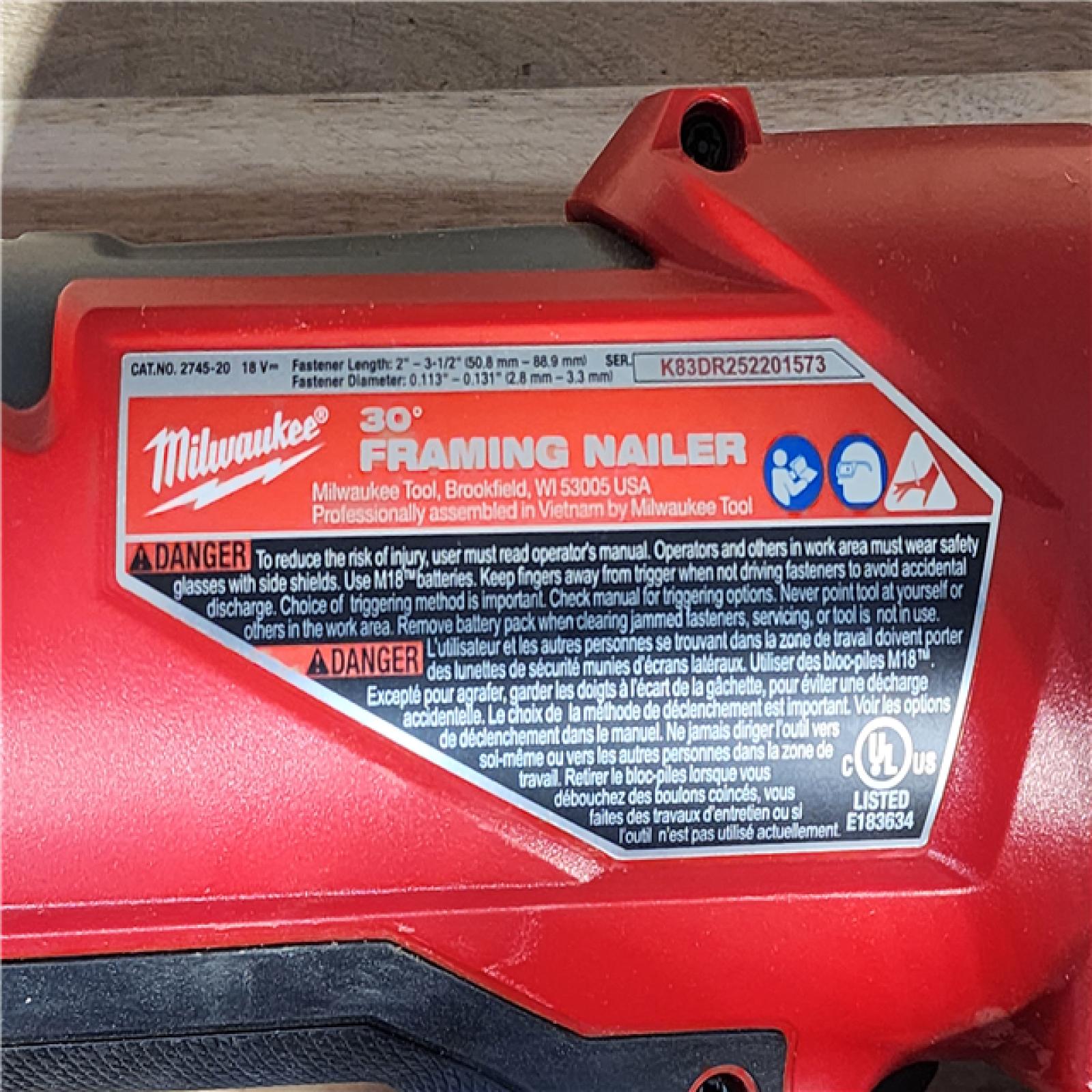 HOUSTON LOCATION - AS-IS Milwaukee FUEL 3-1/2 in. 18-Volt 30-Degree Lithium-Ion Brushless Cordless Framing Nailer (Tool-Only)