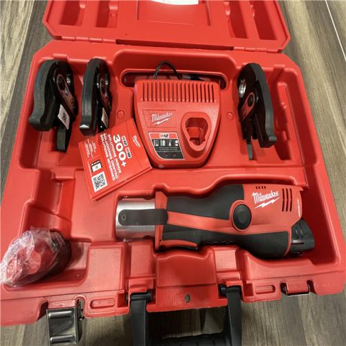 AS-IS MILWAUKEE 12-Volt Lithium-Ion Force Logic Cordless Press Tool Kit (3 Jaws Included) with Two 1.5 Ah Battery and Hard Case