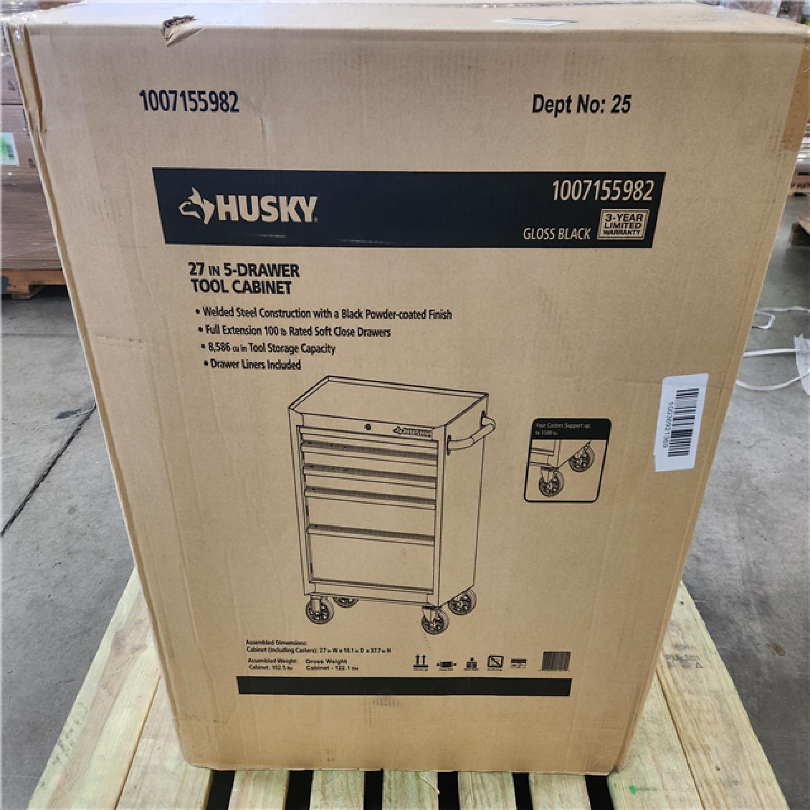 Phoenix LIKE NEW Husky Tool Storage 27 in. W x 18 in. D 5-Drawer Gloss Black Rolling Tool Cabinet