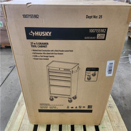 Phoenix LIKE NEW Husky Tool Storage 27 in. W x 18 in. D 5-Drawer Gloss Black Rolling Tool Cabinet