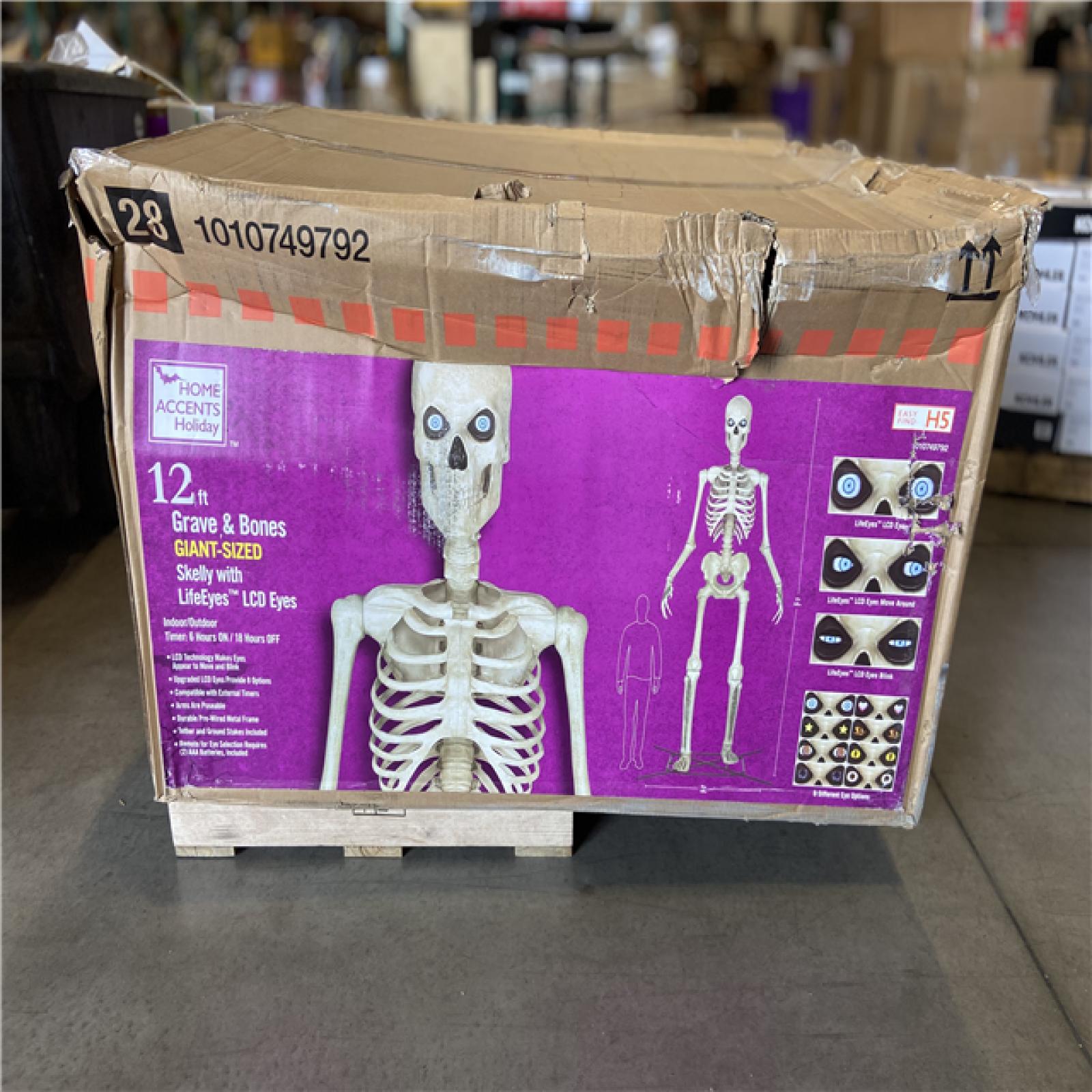 DALLAS LOCATION - Home Accents Holiday 12 ft. Grave & Bones Giant-Sized Skelly with LifeEyes™ LCD Eyes