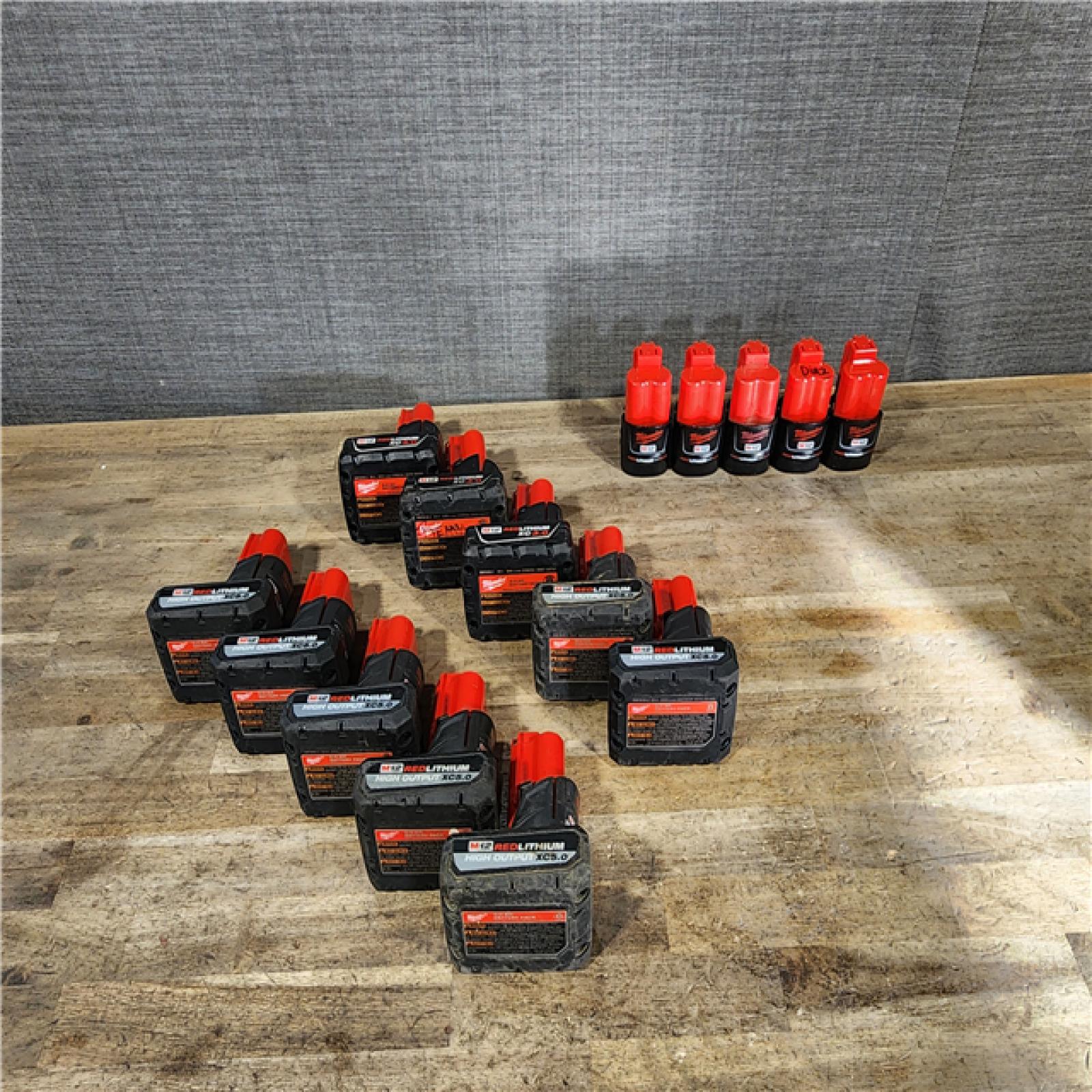 HOUSTON LOCATION - AS-IS MILWAUKEE BATTERY PACK QTY - 15