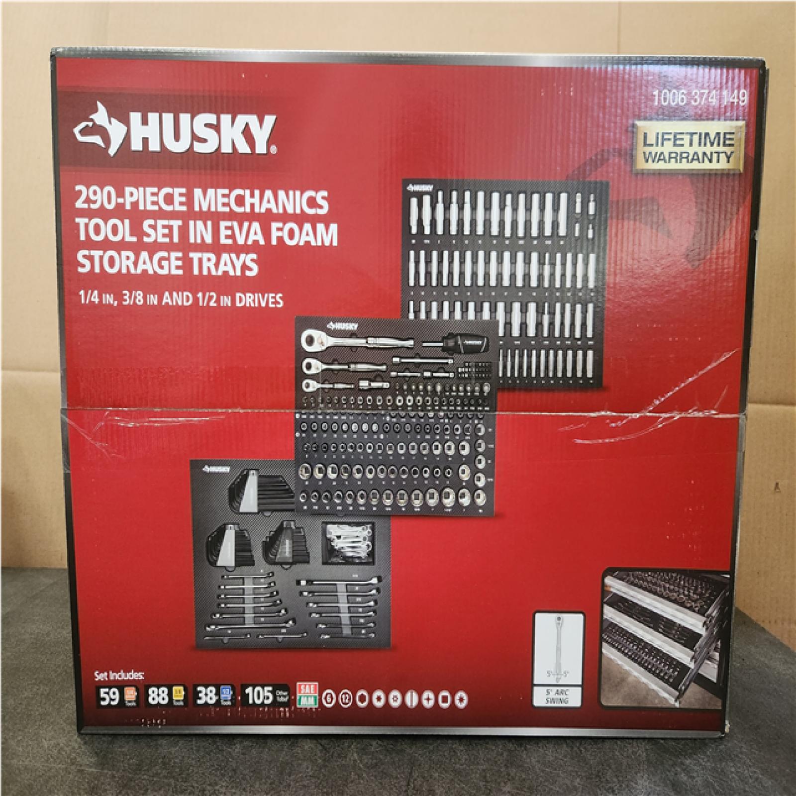 Phoenix NEW Husky Mechanics Tool Set in EVA Trays (290-Piece) (SEALED)