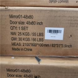 Phoenix CALHOME 48 in. x 80 in. Mirror White Steel Frame Interior Closet Sliding Door with White Trim and Hardware Kit Pallet (6-Mirrors)