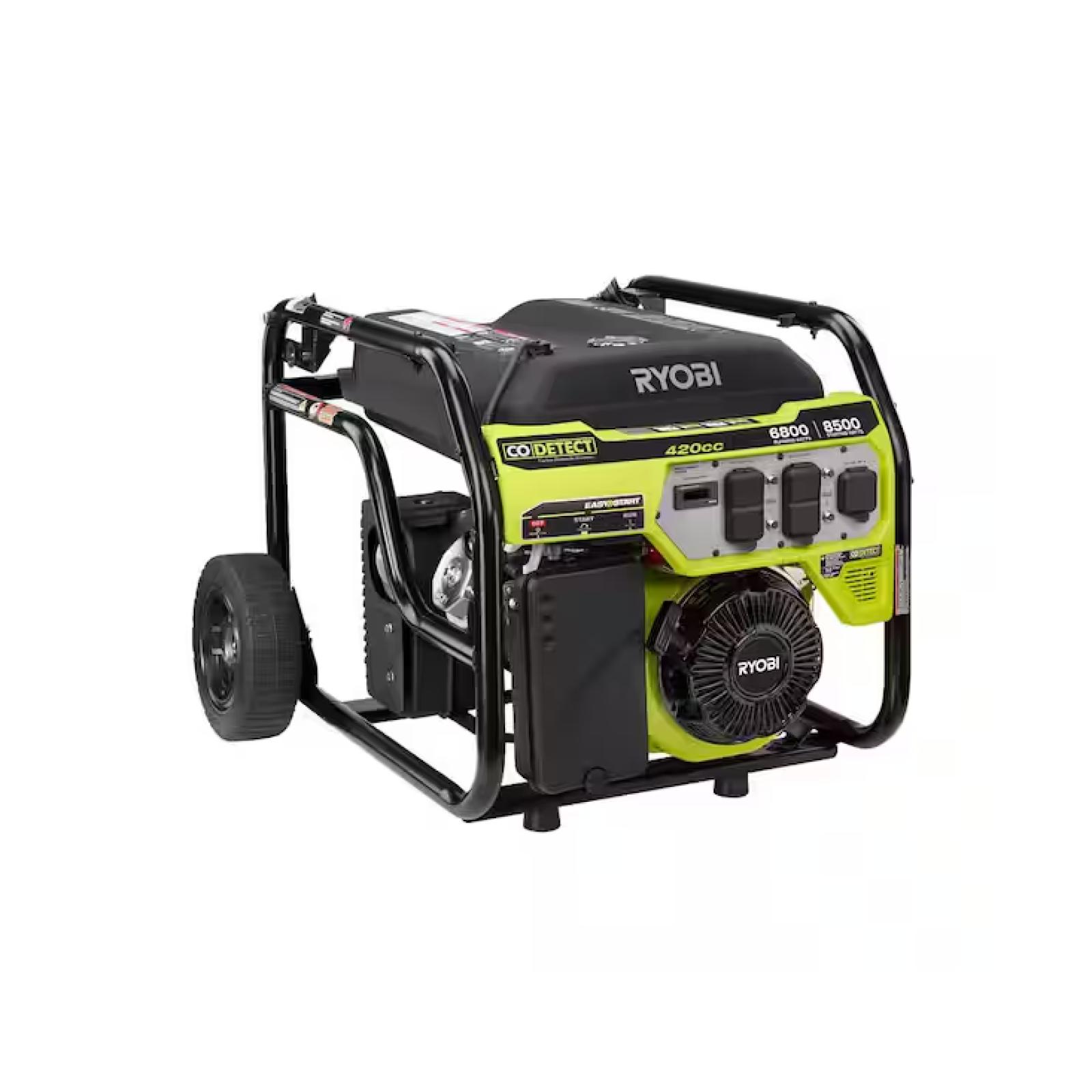 NEW! - RYOBI 6800-Watt Recoil Start UL Gasoline Powered Portable Generator with CO Detect Shutdown Sensor