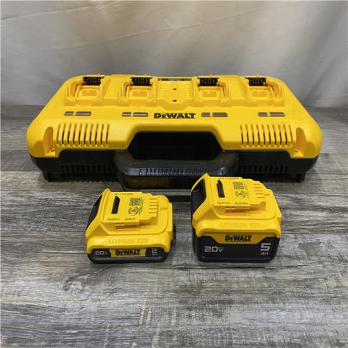 AS-IS DEWALT 20-Volt MAX 4-Port Charger with 20-Volt MAX Lithium-Ion 5.0 Ah and 2.0 Ah Batteries