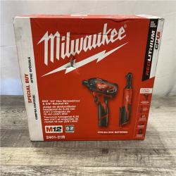 NEW - Milwaukee 12V Lithium-Ion Cordless 3/8 in. Ratchet and Screwdriver Combo Kit