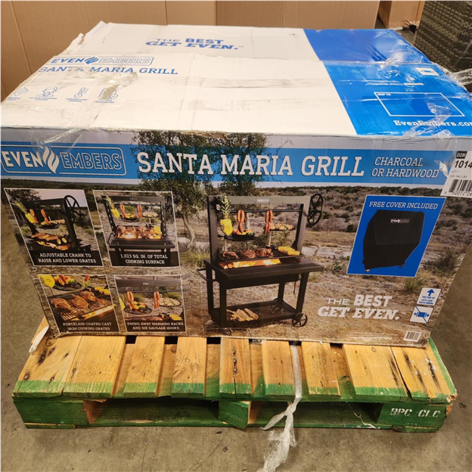Phoenix NEW Even Embers 36 in. Santa Maria Charcoal and Wood Grill in Black with Cover Included