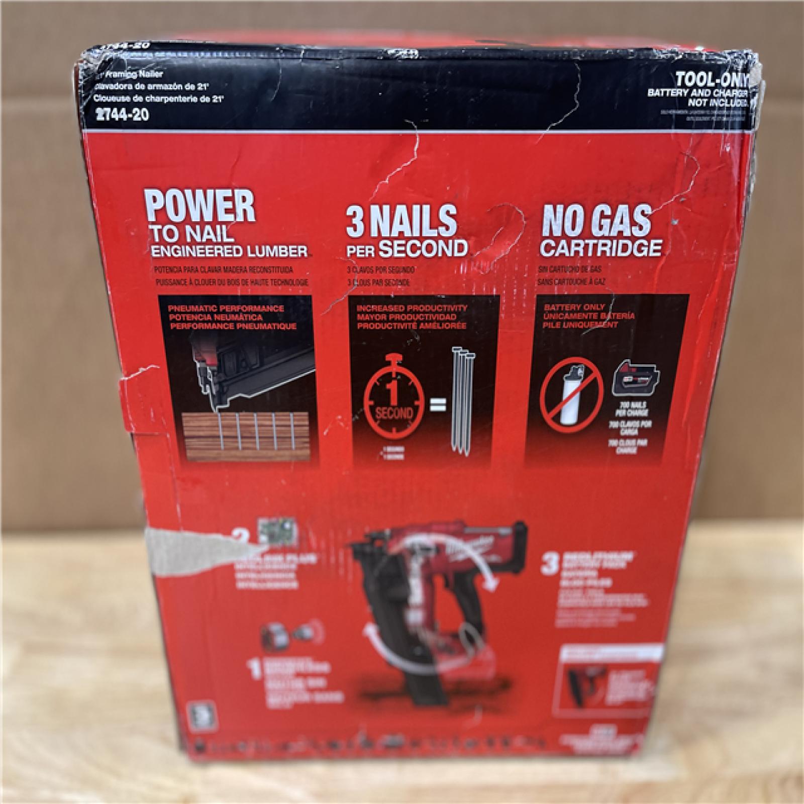 NEW!- Milwaukee 2744-20 M18 FUEL 3-1/2 in. 18V 21-Degree Cordless Framing Nailer (Tool-Only)