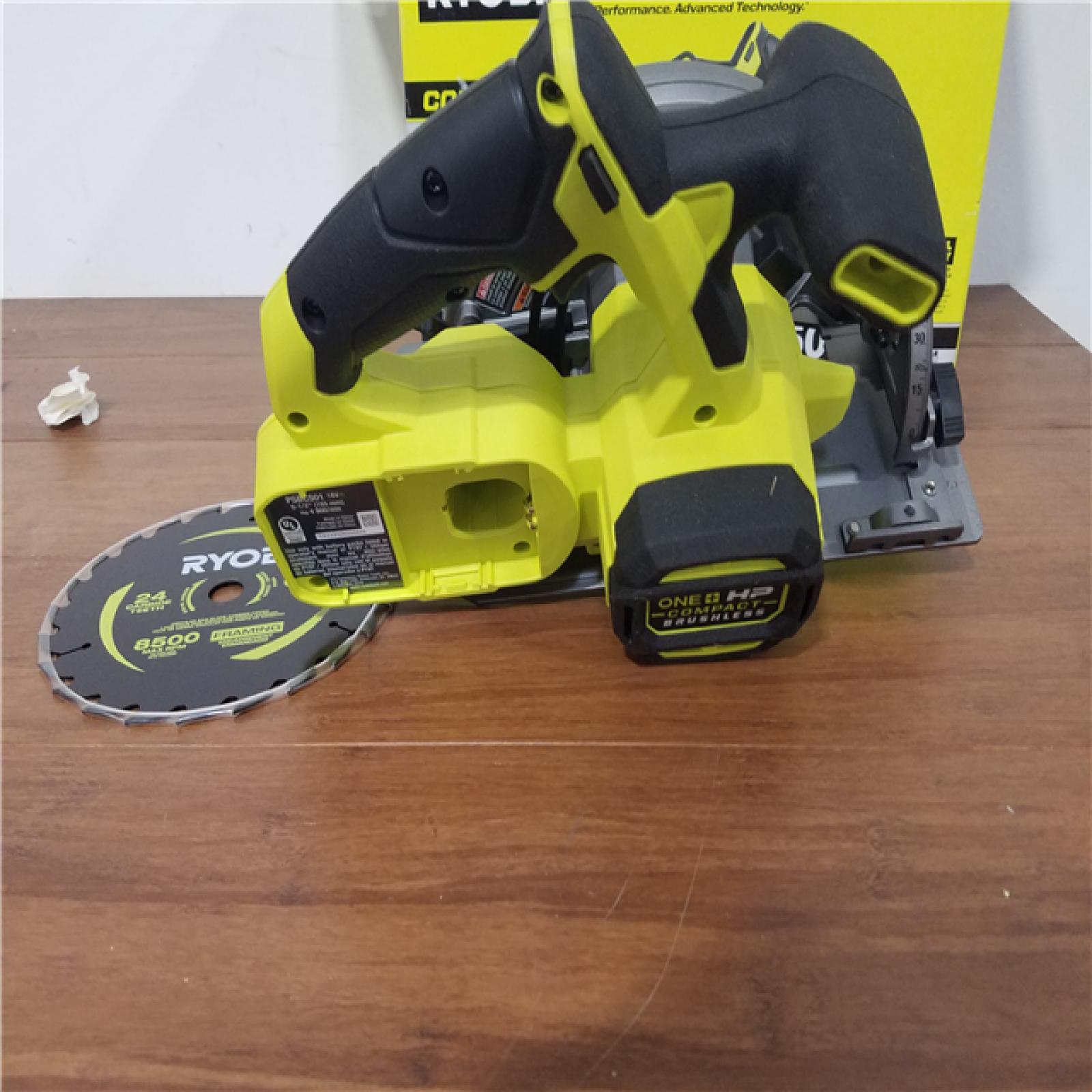 CALIFORNIA AS-IS RYOBI ONE+HP 18V COMPACT BRUSHLESS 6-1/2CIRCULAR SAW (TOOL ONLY)