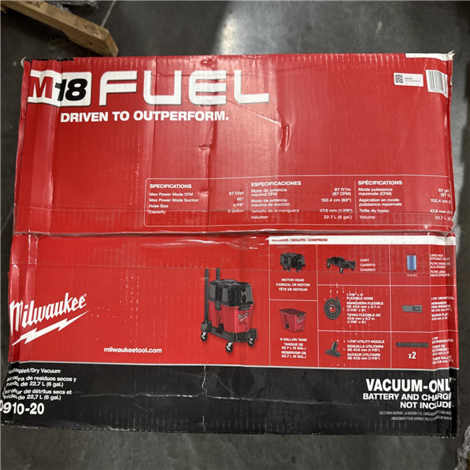 California NEW Milwaukee Wet/Dry Vacuum (Tool only)