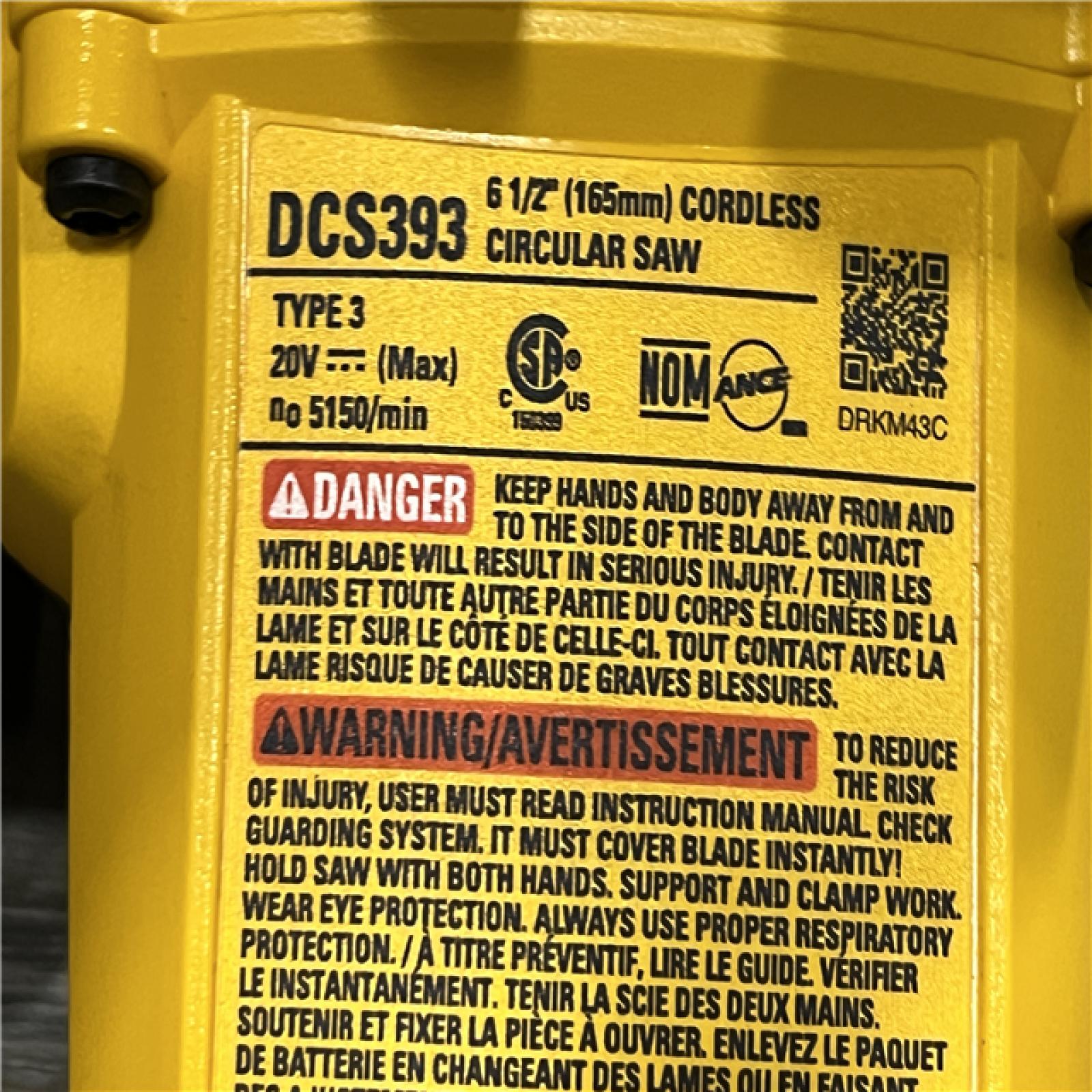 AS-IS DEWALT 20V MAX Cordless 6.5 in. Sidewinder Style Circular Saw (Tool Only)