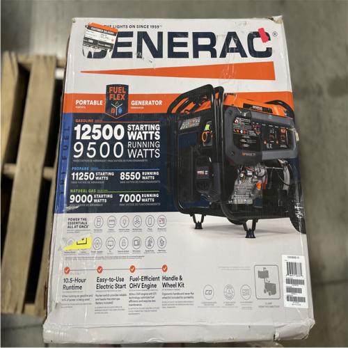 DALLAS LOCATION- AS-IS GENERAC 12 500/9500-Watt Electric Start Tri Fuel Portable Generator
