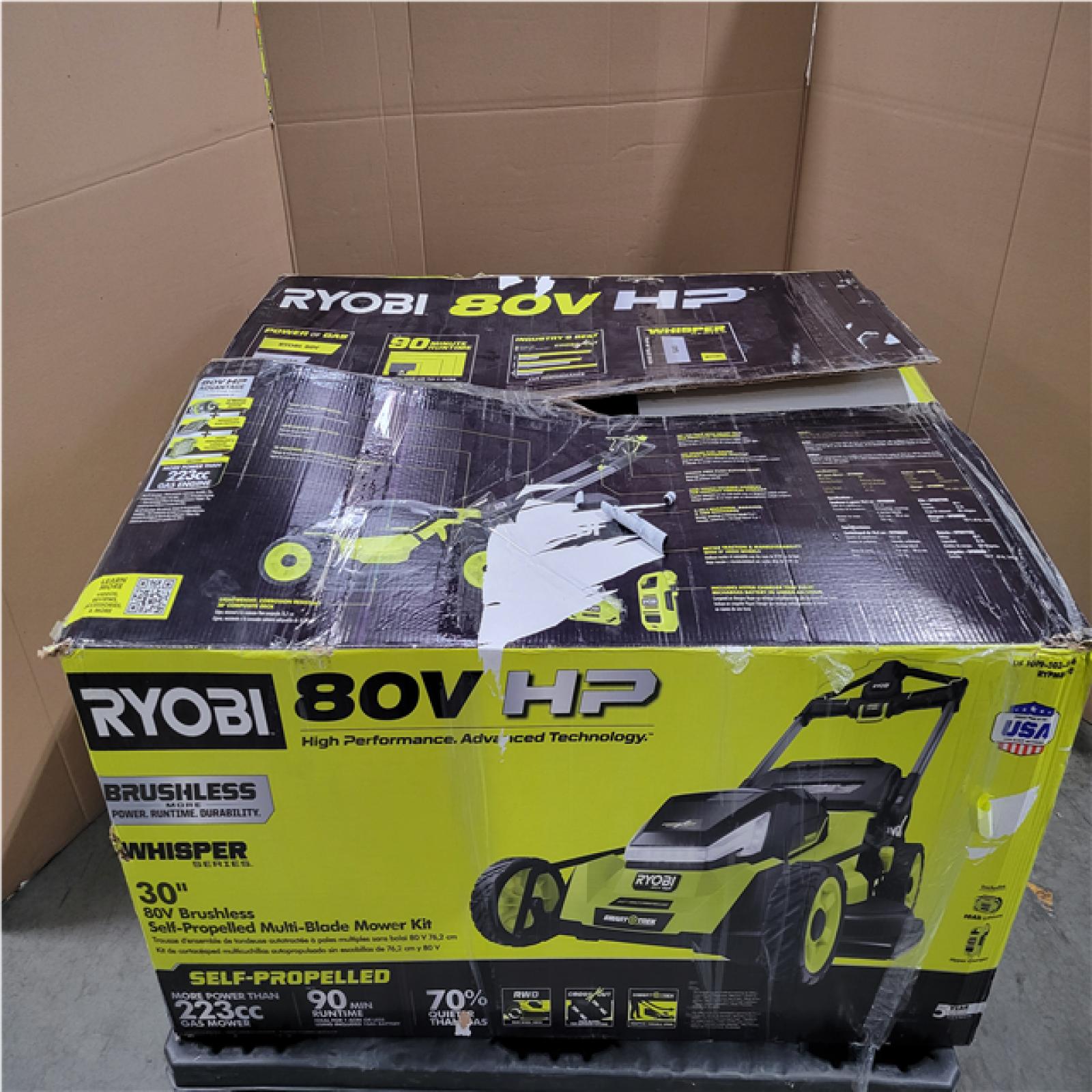 CALIFORNIA AS-IS RYOBI 30 80V SELF-PROPELLED MULTI- BLADE MOWER KIT
