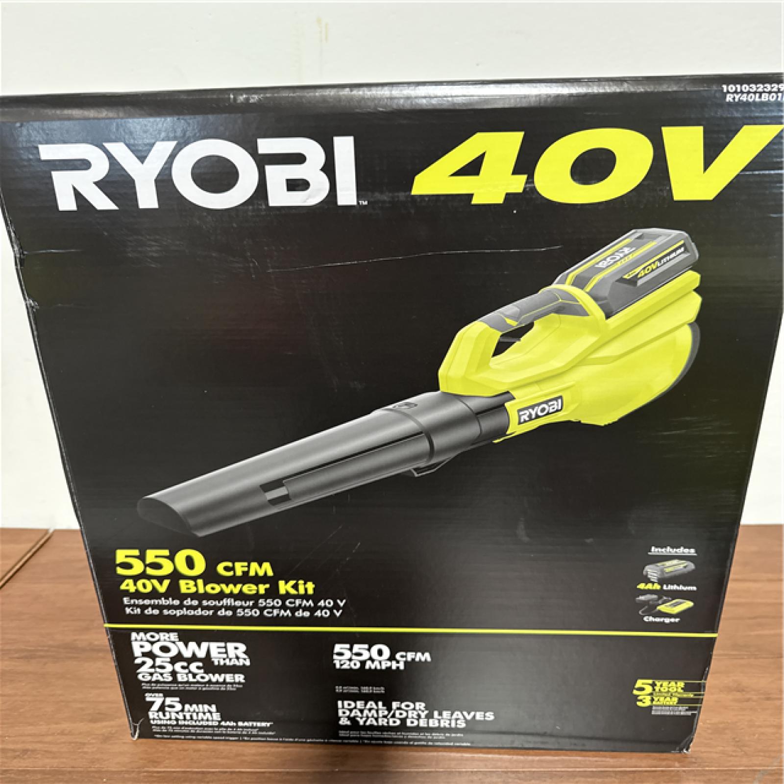 California NEW Ryobi 550 CFM 40V Blower Kit, includes (1) Battery & Charger