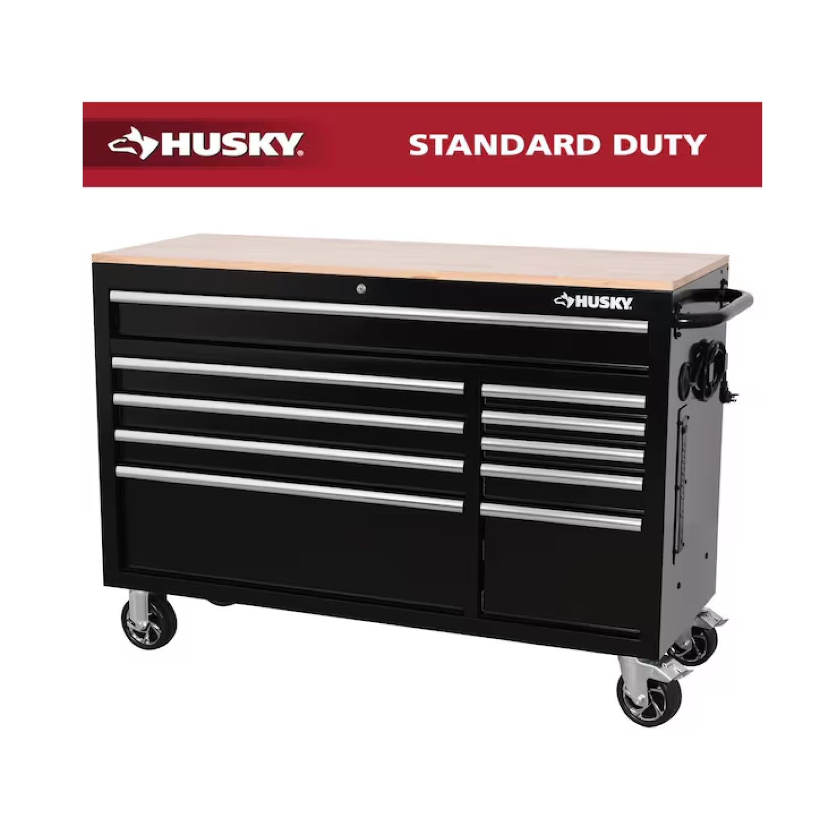 DALLAS LOCATION - Husky Modular Tool Storage 52 in. W x 20 in. D Standard Duty Black Mobile Workbench Cabinet