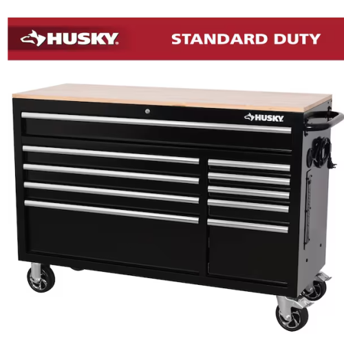 DALLAS LOCATION - Husky Modular Tool Storage 52 in. W x 20 in. D Standard Duty Black Mobile Workbench Cabinet