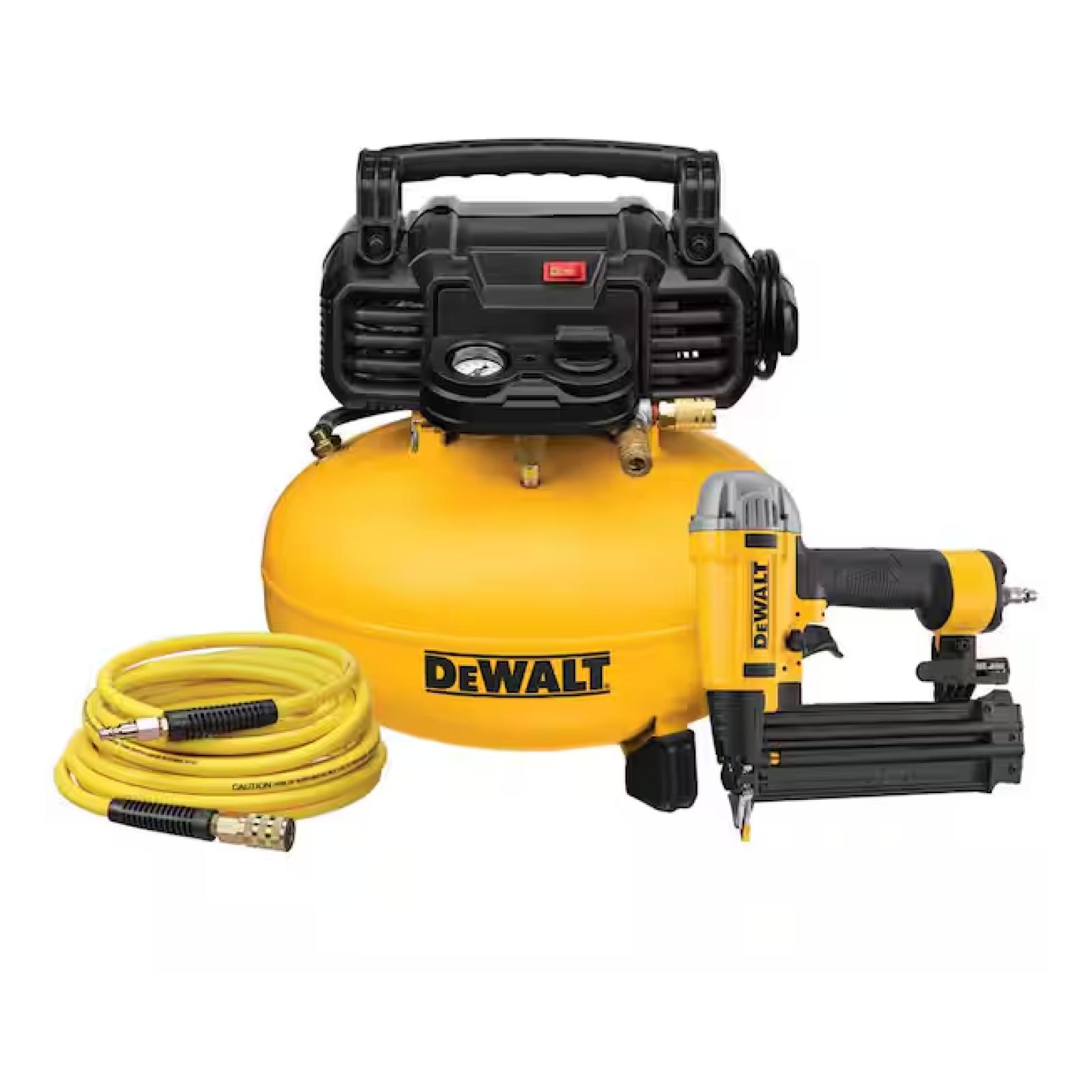 DALLAS LOCATION - DEWALT 6 Gal. 18-Gauge Brad Nailer and Heavy-Duty Pancake Electric Air Compressor Combo Kit