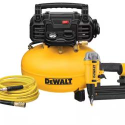 DALLAS LOCATION - DEWALT 6 Gal. 18-Gauge Brad Nailer and Heavy-Duty Pancake Electric Air Compressor Combo Kit