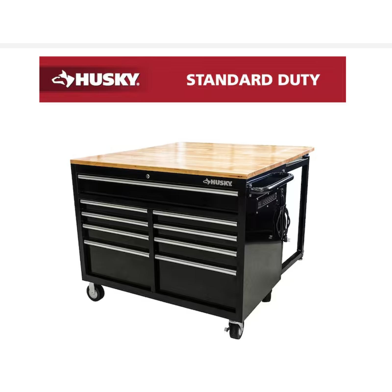 DALLAS LOCATION - Husky Ready-to-Assemble 48 in. W x 72 in. H x 18.3 in. D 24-Gauge 3-Shelf Steel Freestanding Cabinet in Black