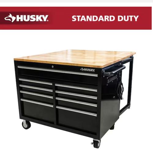 DALLAS LOCATION - Husky Ready-to-Assemble 48 in. W x 72 in. H x 18.3 in. D 24-Gauge 3-Shelf Steel Freestanding Cabinet in Black