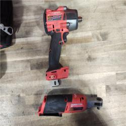 HOUSTON LOCATION - AS-IS M18 FUEL 18V Cordless Mid Torque 1/2 in. Impact Wrench W/ M12 FUEL 3/8 in. Ratchet & Battery/Charger Combo Kit