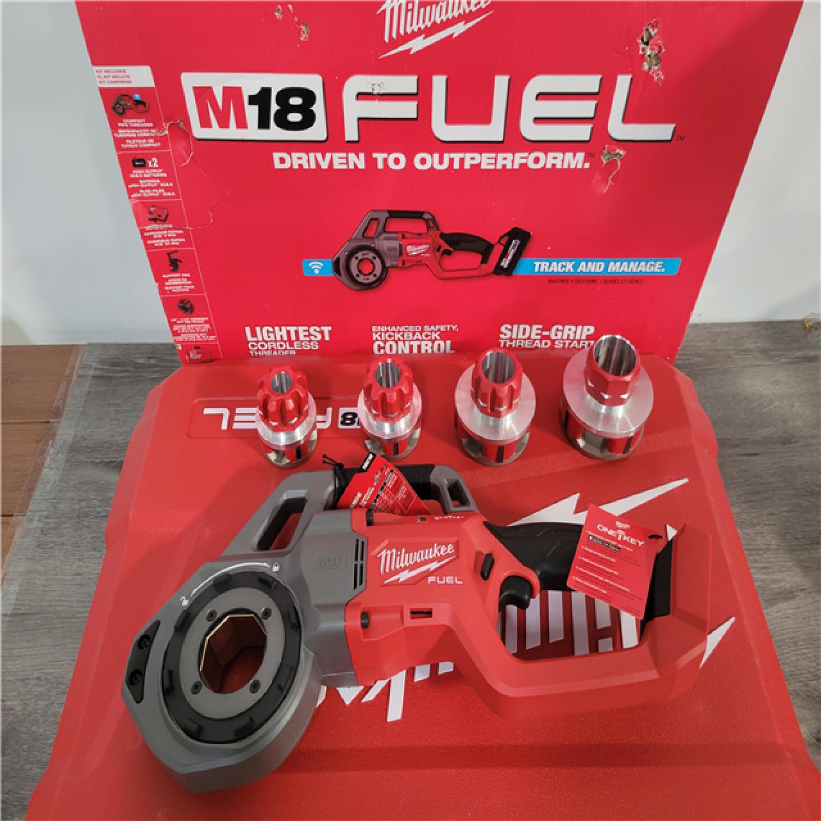 CALIFORNIA NEW MILWAUKEE COMPACT PIPE THREADER W/ONE-KEY WITH 1/2-1/4 COMPACT DIE HEADS  Includes (2) Batteries  Charger & Hard Case