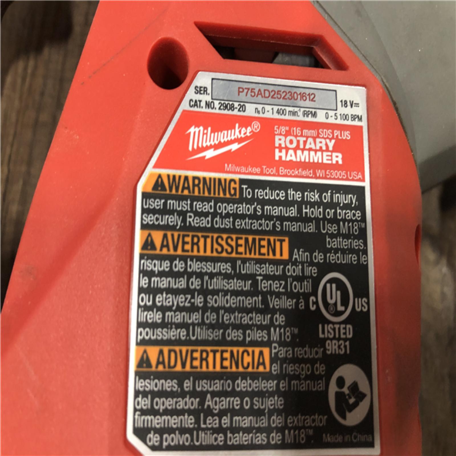 AS-IS Milwaukee FUEL 18V Lithium-Ion Brushless Cordless 5/8 in. SDS-Plus Rotary Hammer (Tool-Only)