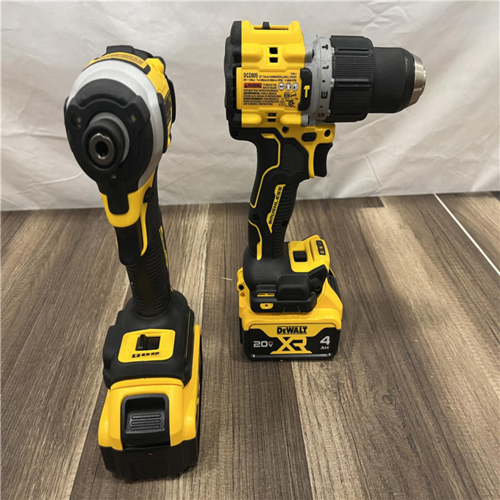 AS-IS DEWALT 20V MAX XR Hammer Drill and ATOMIC Impact Driver 2 Tool Cordless Combo Kit with (2) 4.0Ah Batteries, Charger, and Bag