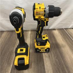 AS-IS DEWALT 20V MAX XR Hammer Drill and ATOMIC Impact Driver 2 Tool Cordless Combo Kit with (2) 4.0Ah Batteries, Charger, and Bag