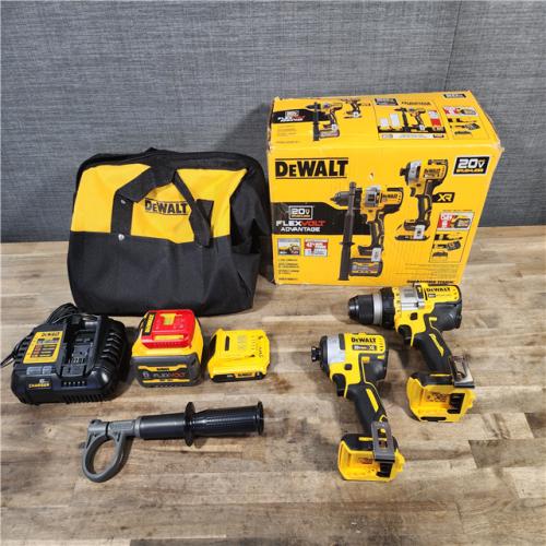 HOUSTON LOCATION - AS-IS DEWALT 20V MAX Cordless Brushless Hammer Drill/Driver 2 Tool Combo Kit with FLEXVOLT ADVANTAGE