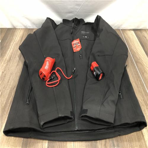 AS-IS Milwaukee Men's Large 12-Volt Lithium-Ion Cordless Tough Shell Black Heated Jacket with (1) 3.0 Ah Battery and Charger