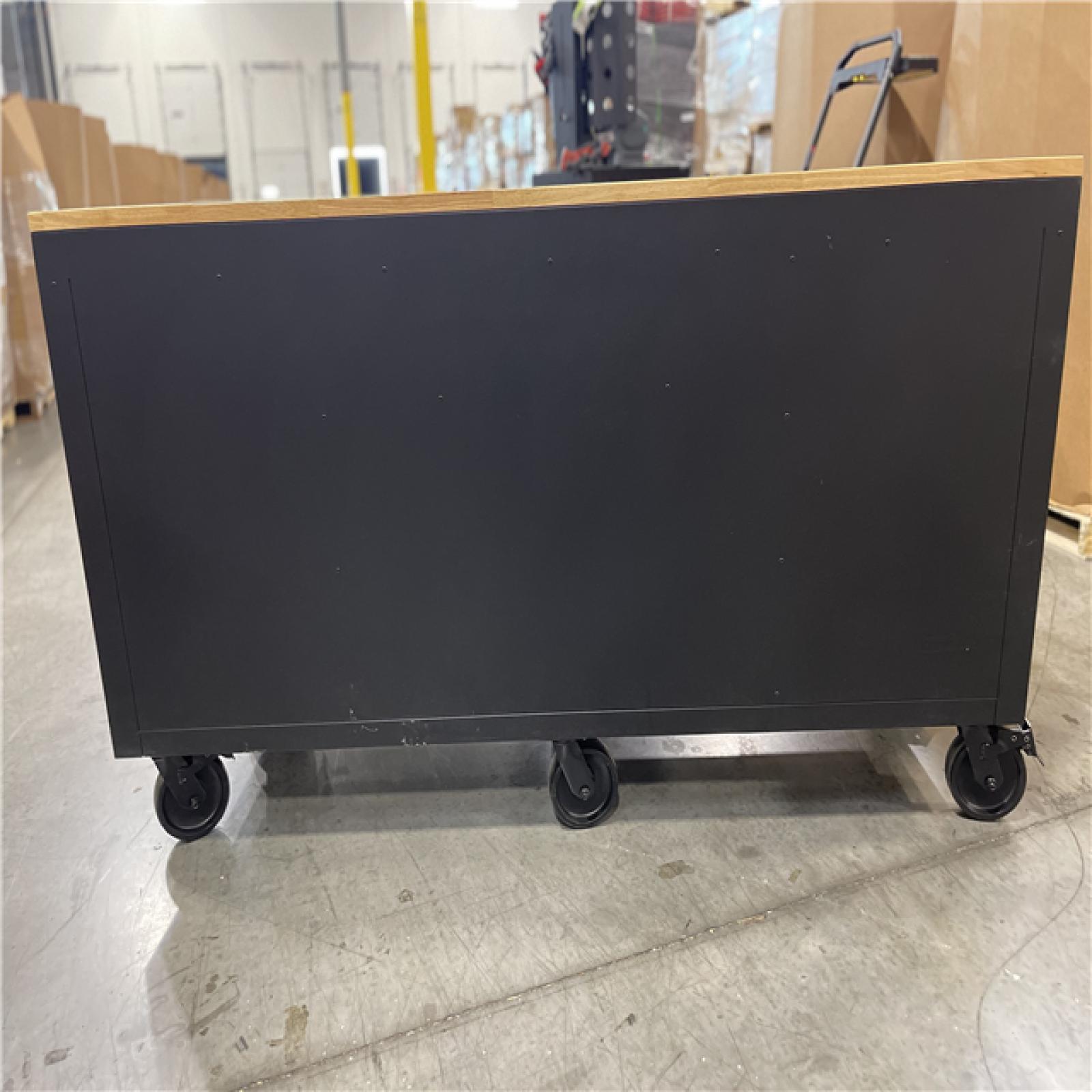 DALLAS LOCATION- HUSKY 72IN. 18 DRAWER MOBILE WORKBENCH WITH ADJUSTABLE HEIGHT TOP