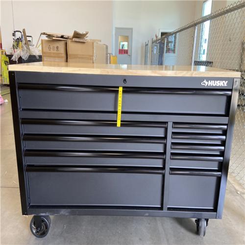 DALLAS LOCATION - Husky 56 in. W x 27.6 in. D 10-Drawer Matte Black Heavy-Duty Mobile Workbench