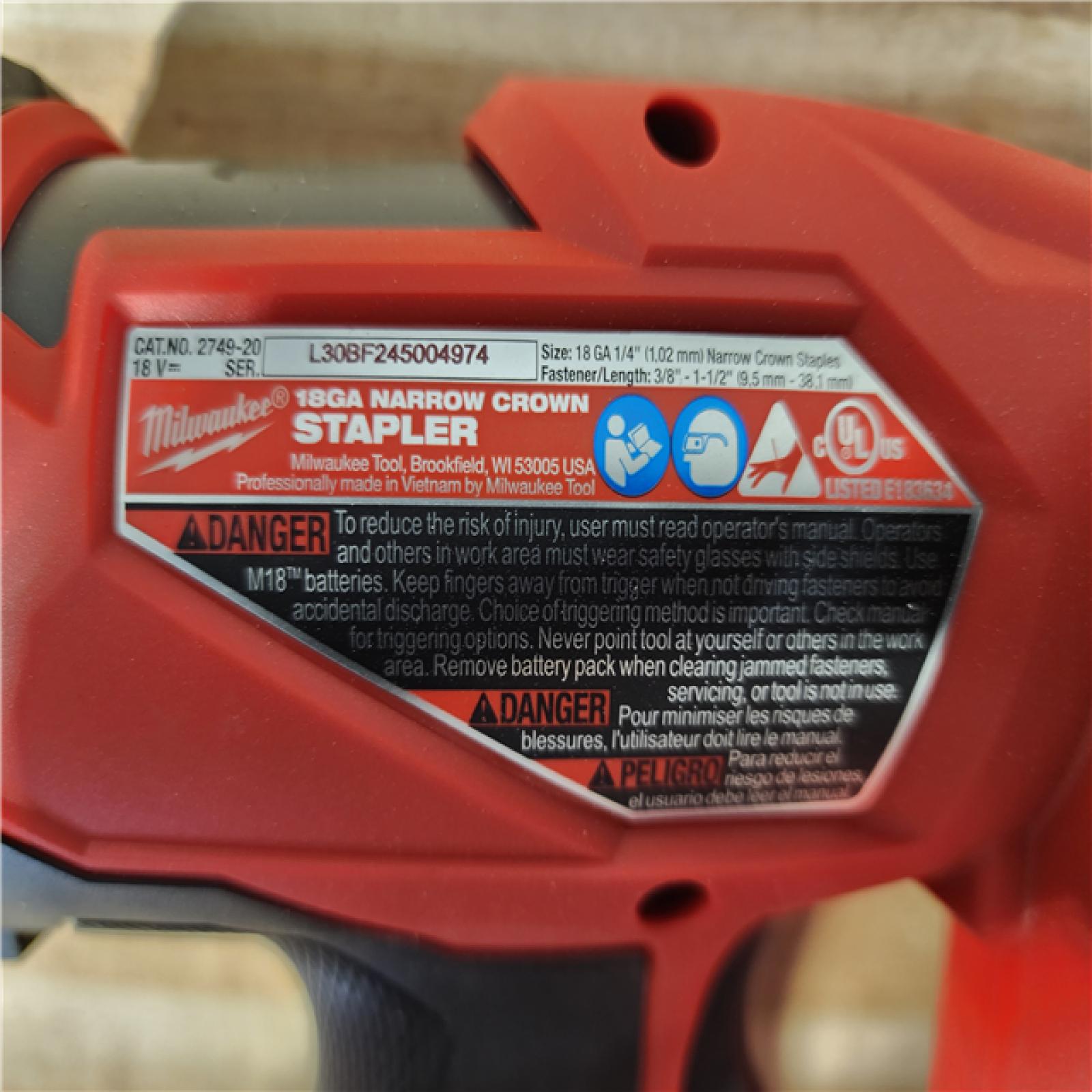 HOUSTON LOCATION - AS-IS Milwaukee FUEL 18-Volt Lithium-Ion Brushless Cordless 18-Gauge 1/4 in. Narrow Crown Stapler (Tool-Only)