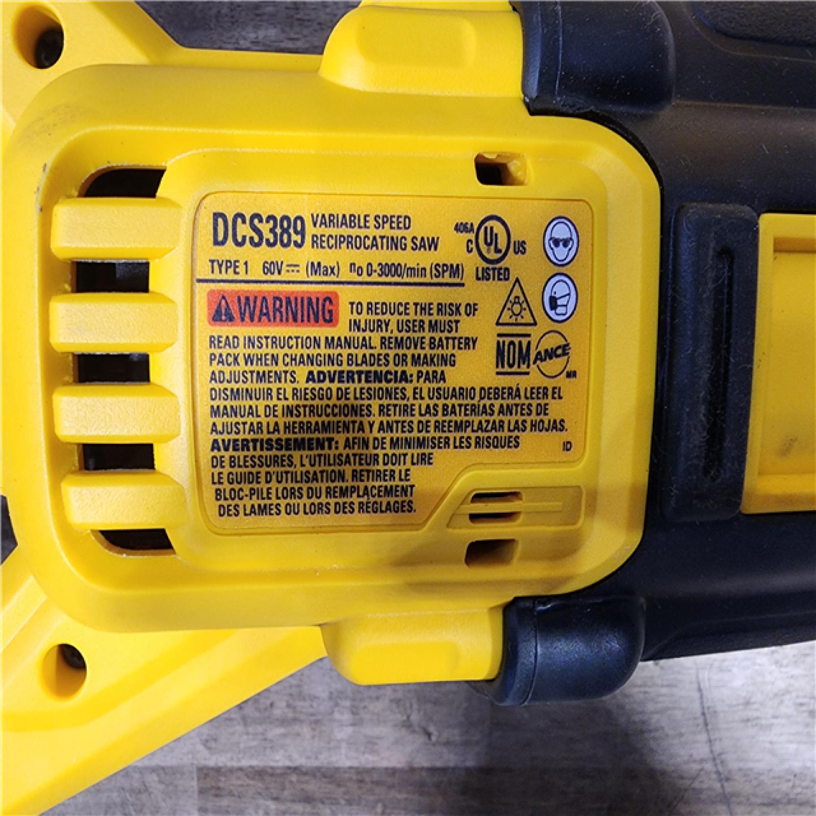 HOUSTON LOCATION - AS-IS DeWalt DCS389B FLEXVOLT 60V MAX Cordless Brushless Reciprocating Saw (Tool-Only)