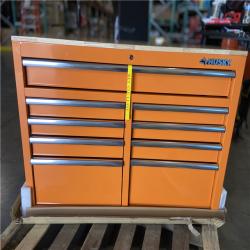 DALLAS LOCATION - Husky 46 in. W x 18 in. D 9-Drawer Gloss Orange Mobile Workbench Cabinet with Solid Wood Top