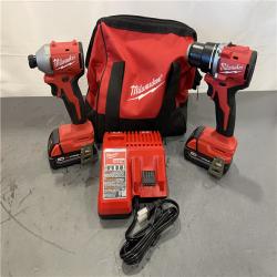 AS-IS - Milwaukee M18 18V Lithium-Ion Brushless Cordless Compact Drill/Impact Combo Kit
