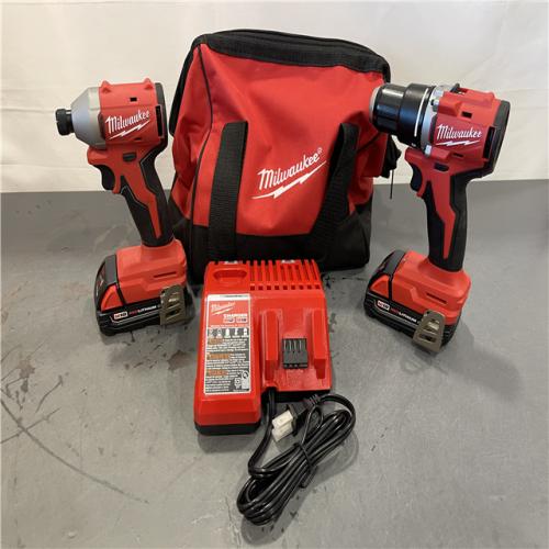 AS-IS - Milwaukee M18 18V Lithium-Ion Brushless Cordless Compact Drill/Impact Combo Kit