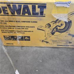 NEW  DEWALT 15 Amp Corded 12 in. Double Bevel Sliding Compound Miter Saw, Blade Wrench and Material Clamp